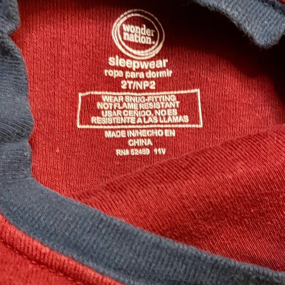 Wonder Nation Sleepwear set 2T Boys Red and Blue PRELOVED Football decal - Picture 4 of 6